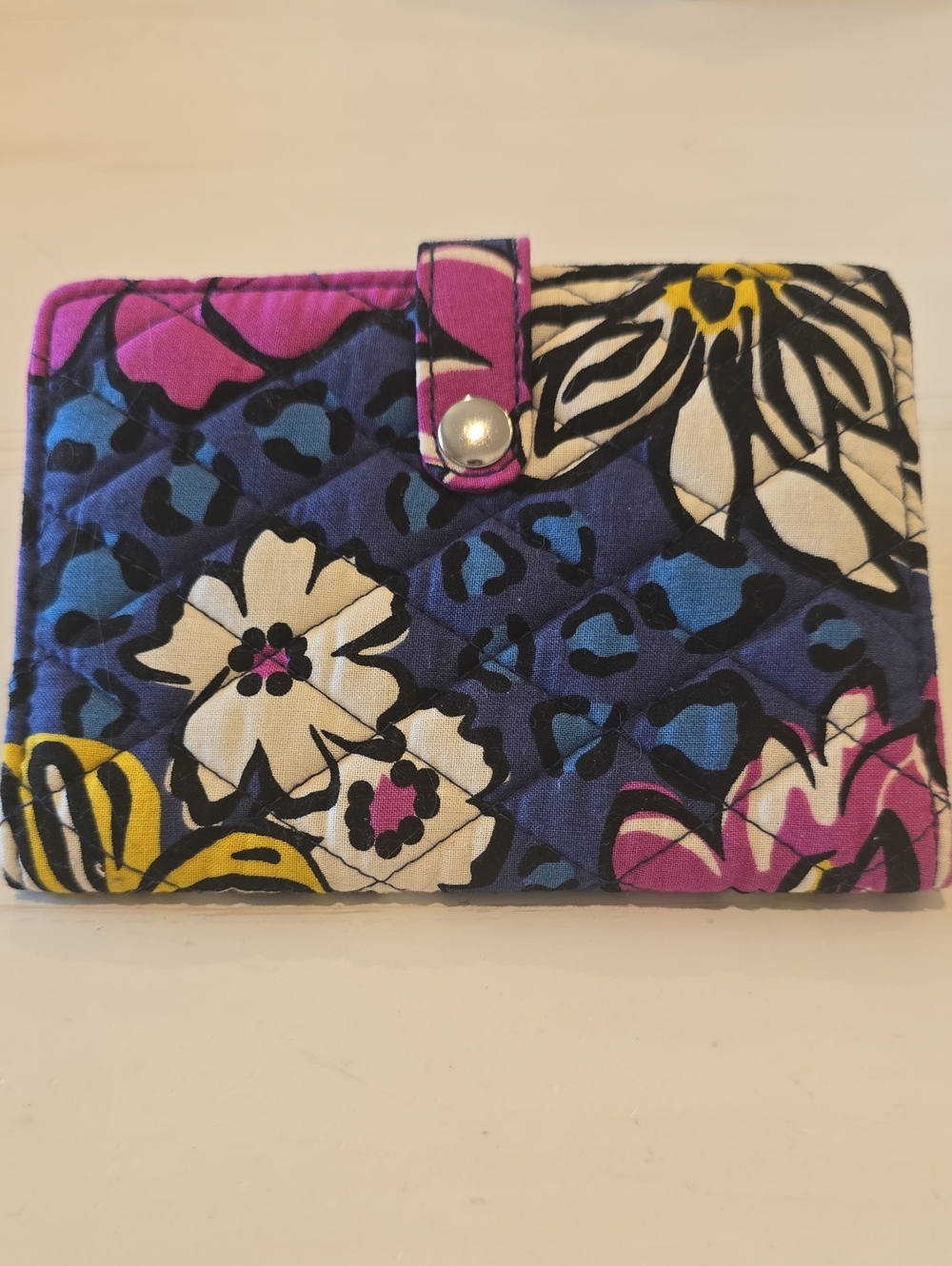 Vera Bradley Quilted Floral Snap Wallet in Blue, Pink and Yellow - Picture 5 of 5